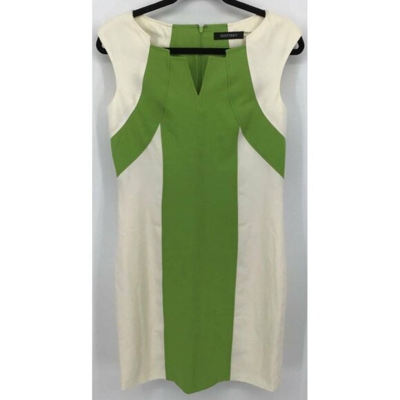Ellen Tracy Dress Size 6 Ivory Color Block Sheath - Picture 1 of 5